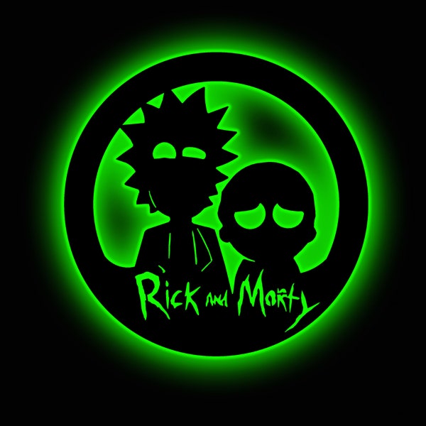 Colorful Rick And Morty LED Wall Art - Geeky Room Decoration - Adult Cartoon Stylish Silhouette Design for Contemporary Homes