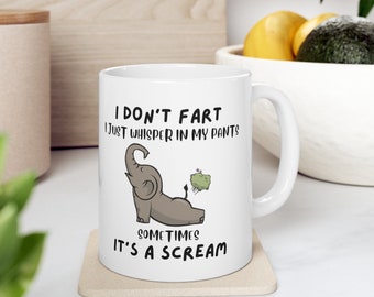 Ceramic Mug 11oz Hilarious Elephant Symphony with Fart Joke Prints