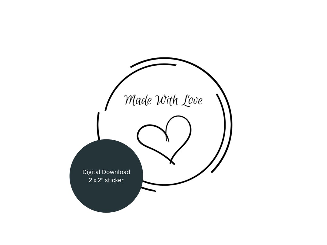 Made With Love Sticker Digital Download Etsy