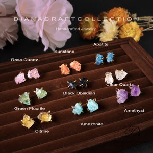 Minimalist Studs Earrings, Natural Raw Stone Studs Earrings, Rough Gemstone Studs Earrings, Healing Crystal Dainty Studs Earrings Gift