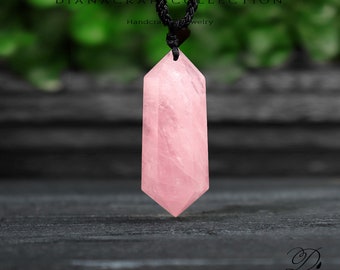 Natural Stone Pendant Necklace- Rose Quartz Gemstone Pendant Necklace -Healing Crystal Spiritual Protection Gift