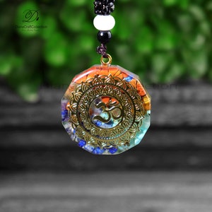 4 Pieces Orgone Chakra Healing Necklace in Hand-Carved Wooden Box