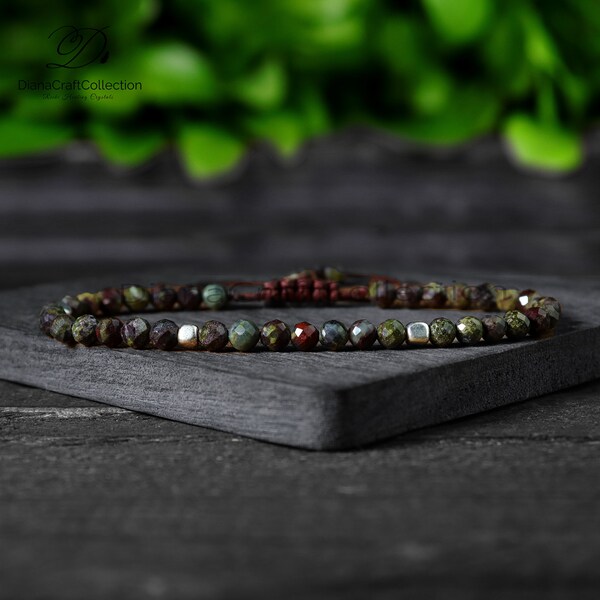 Bracelet minimaliste de pierre de sang de dragon, bracelet délicat de pierre de sang de dragon naturelle, bracelet délicat de protection spirituelle de guérison Reiki