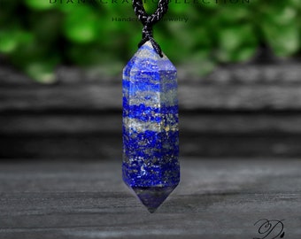 Natural Stone Pendant Necklace- Lapis Lazuli Gemstone Pendant Necklace -Healing Crystal Spiritual Protection Gift