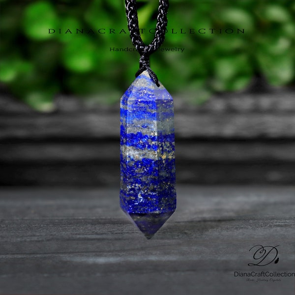 Natural Stone Pendant Necklace- Lapis Lazuli Gemstone Pendant Necklace -Healing Crystal Spiritual Protection Gift