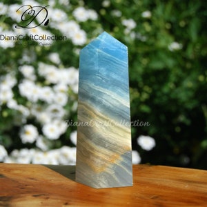 Blue Onyx Tower Point, Blue Onyx Stone Crystal Wand Point, Crystals Obelisk, Mineral Specimen Car Home Decoration Crystal Gifts