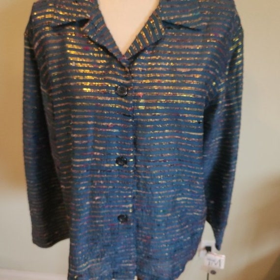 Vintage Shirt with Metallic Gold Thread - image 3