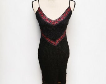 Bisou Bisou Lace and Mesh Red and Black Mini Dress