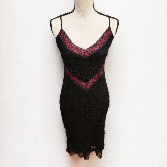 Bisou Bisou Lace and Mesh Red and Black Mini Dress