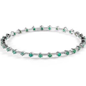 Natural Emerald Bangle for Women in Sterling Silver 925 | Gemstone Bracelet Bangle | Daily Wear Bangle | Emerald Bracelet | Gift for Her