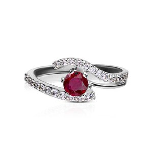 Natural Ruby Ring in Sterling Silver 925 with  Zirconia | Real Gemstone Ring | Red Ruby Ring | July Birthstone Gift for Her