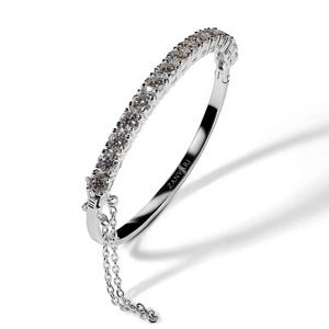 Moissanite Bangle | Sterling Silver 925 | Moissanite Jewelry | Small Moissanites  Bracelet | Minimalistic Design