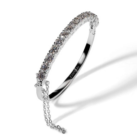 Moissanite Bangle | Sterling Silver 925 | Moissanite Jewelry 