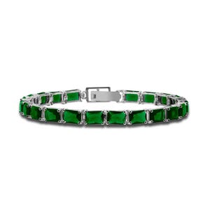 Emerald Bracelet in Solid Sterling Silver 925 | Gemstone Bangle | Green Stone Bracelet | Perfectt Gift for Her