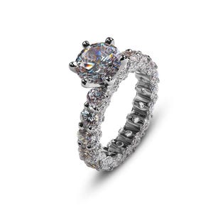 4 CT Moissanite Ring in Sterling Silver 925, Big Moissanite Ring, 925 Engagement Ring, Luxury Wedding Ring, Anniversary Gift