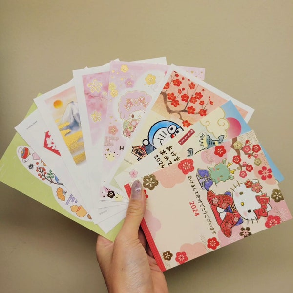 Japan Dragon Year Postcards Japanese New Year Post Cards Greeting Card Cute Kawaii Sanrio Hallmark Totoro Doraemon Hello Kitty Mickey Mouse