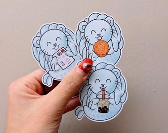 Cute Singapore Merlion Glossy Matte Stickers Die-Cut Singapore Tourist Attraction Landmark Mascot Icon Bubble Tea Boba Mooncake Greetings
