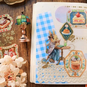 Maruco Art Wide PET Tape Cafe dans le café du coin de Taiwan Ruban de masquage Washi Tape, matériaux de journalisation Illustration mignonne d'animal