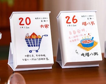2026 Kalender täglich Himekuri täglich Abreißkalender Positiv Energie Zitate Niedlich Doodles Cartoons Bunt