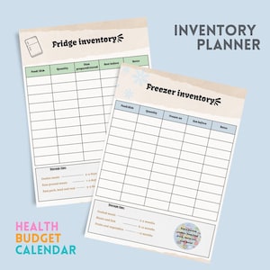 Fridge & Freezer Inventory Printable | Kitchen Inventory Tracker | Meal Prep Planner | Food Storage Log | Printable PDF | GoodNotes Planner