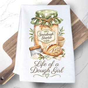 Sourdough starter home baking printed kitchen tea towel sourdough making gift bread baker present for wife birthday  bread proofing towel