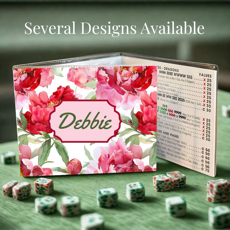 Personalized mahjong card cover and plastic sleeve for large card National Mahjong League card cover mahjong gift her custom monogram