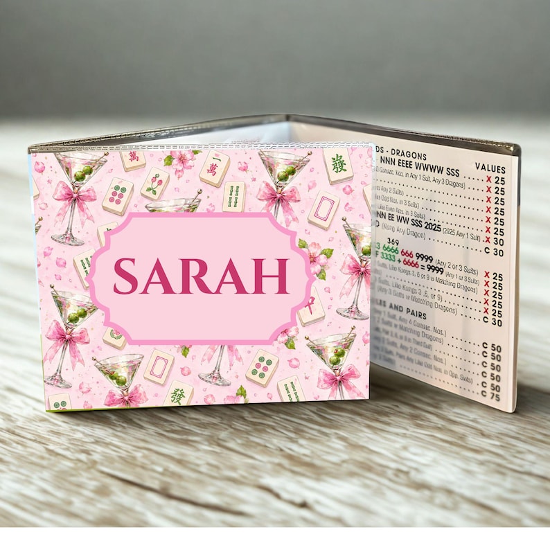 Personalized mahjong card holder gift idea for hostess custom card cover for mahjong board game accessory card sleeve birthday gift for her