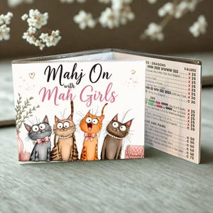 Personalized mahjong card holder gift idea for hostess custom card cover for mahjong board game accessory card sleeve birthday gift for her. cat lover mahjong card sleeve