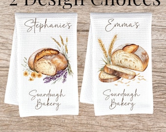 Custom sourdough bread kitchen tea towel set personalized baking gift farmhouse kitchen decor unique gift for women birthday new home gift