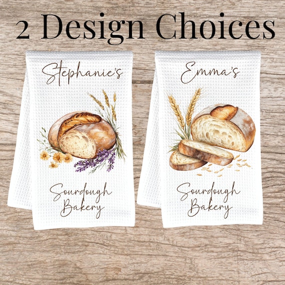 Custom sourdough bread kitchen tea towel personalized baking gift farmhouse kitchen decor unique gift for women birthday new home gift