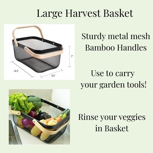 Garden Lover Gift Box Her Gardening Enthusiast Gardener Idea Plant Harvest Basket Large Bamboo Metal Mesh Outdoor Container Housewarming image 7