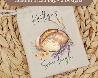 Personalized sourdough canvas bread bag baker gift idea women custom homestead reusable drawstring bag unique food gift for men baking her