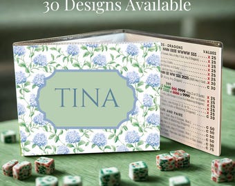 Personalized mahjong card cover and or plastic sleeve for large card National Mahjong League card cover mahjong gift her custom monogram
