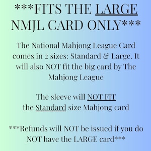 Personalized mahjong card cover and plastic sleeve for large card National Mahjong League card cover mahjong gift her custom monogram image 3