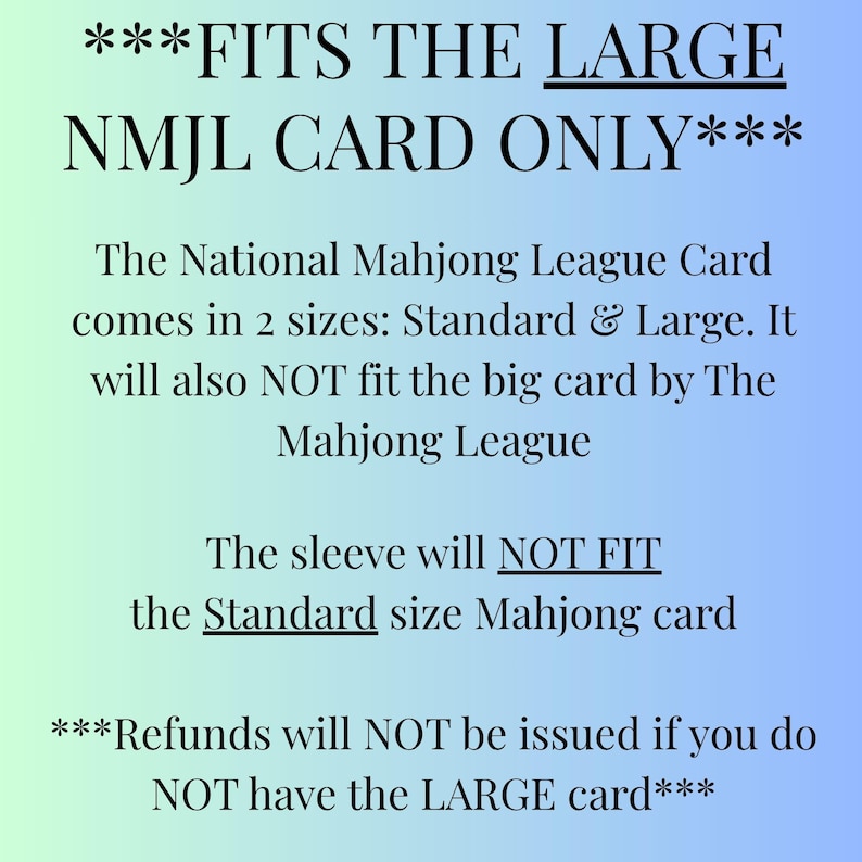 Personalized mahjong card cover and plastic sleeve for large card National Mahjong League card cover mahjong gift her custom monogram image 3