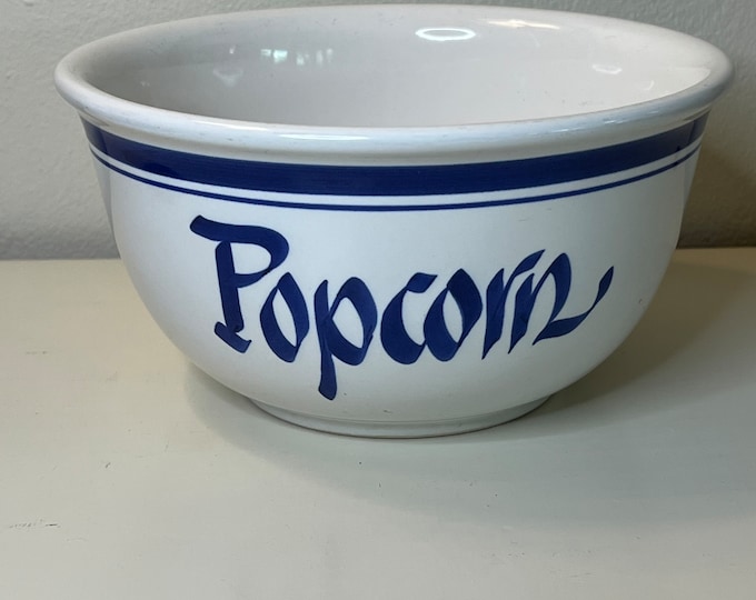 Vintage Popcorn Bowl Clay Designs Blue & White Bowl Etsy