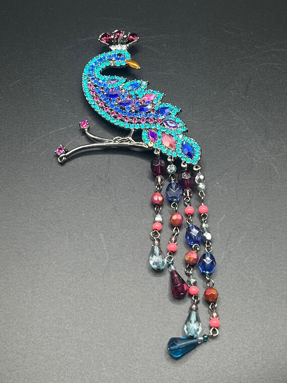 Avon Multi Colored Peacock Brooch