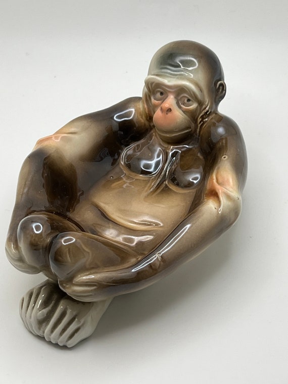 Vintage Art Deco Monkey Trinket Dish, Key Dish, Pi