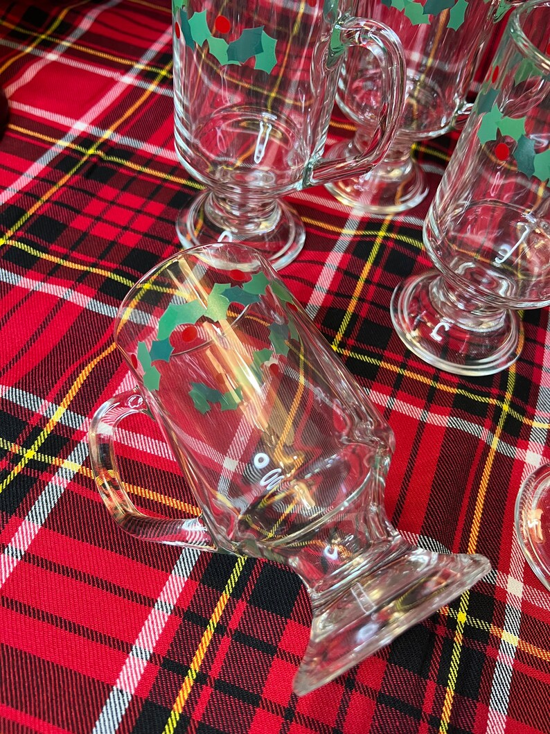Nine Vintage Christmas/holiday Glasses Eggnog Glassesfooted Holiday