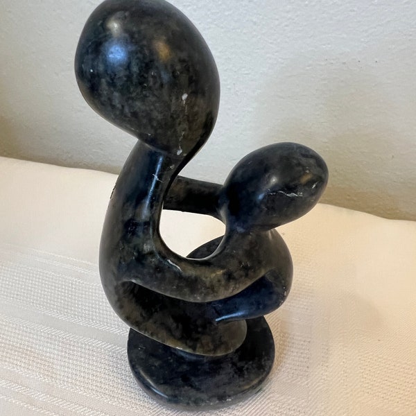 Contemporary Statue, African Shona Figural Sculpture, Family of Two, Mom and Baby Statue