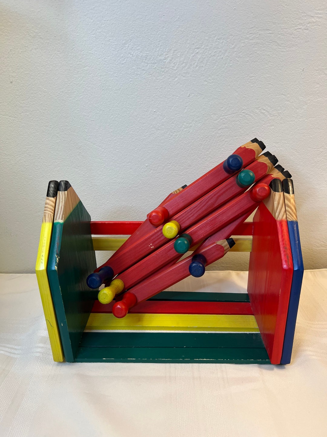 Vintage Kids Pencil Accordion Hook Rack & Shelves 10 Pegs Etsy