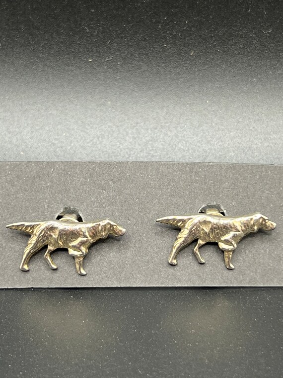 Silver Tone Dog Cuff Links