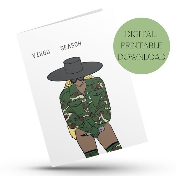 Digital Download Beyonce Virgo Season Folded 4x6 Birthday Card