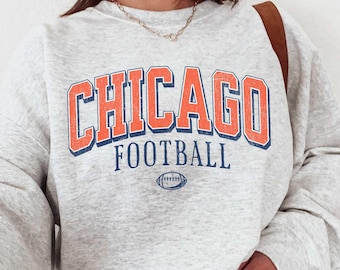 Vintage Chicago Football Sweatshirt or T-Shirt, Retro Game Day Crewneck, Windy City Sports Gift