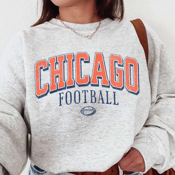 Vintage Chicago Football Crewneck Sweatshirt, Custom Chicago Football Shirt, Chicago Fan Apparel, Bear Sweatshirt, Chicago Game Day T-Shirt