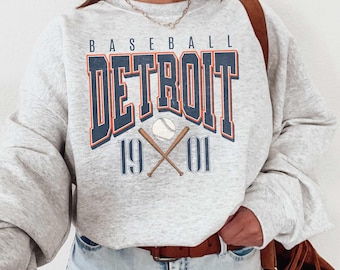 Vintage Detroit Baseball Crewneck Sweatshirt, Detroit Baseball Fan Hoodie, Unisex Detroit Baseball Shirt