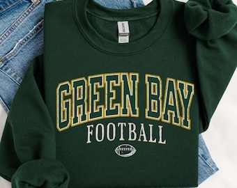 Vintage Green Bay Football Crewneck Sweatshirt, Green Bay Fan Crewneck, Sunday Football T-Shirt, Green Bay Football Jersey