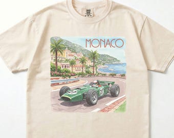 Vintage Monaco Racecar T-Shirt, French Riviera F1 Inspired Tee