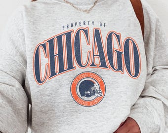 Chicago Football Crewneck Sweatshirt or T-Shirt, Vintage Style Chicago Apparel, Game Day Outfit