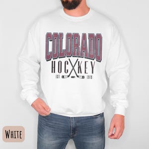 Vintage Colorado Hockey Crewneck Sweatshirt, Denver Hockey Shirt White